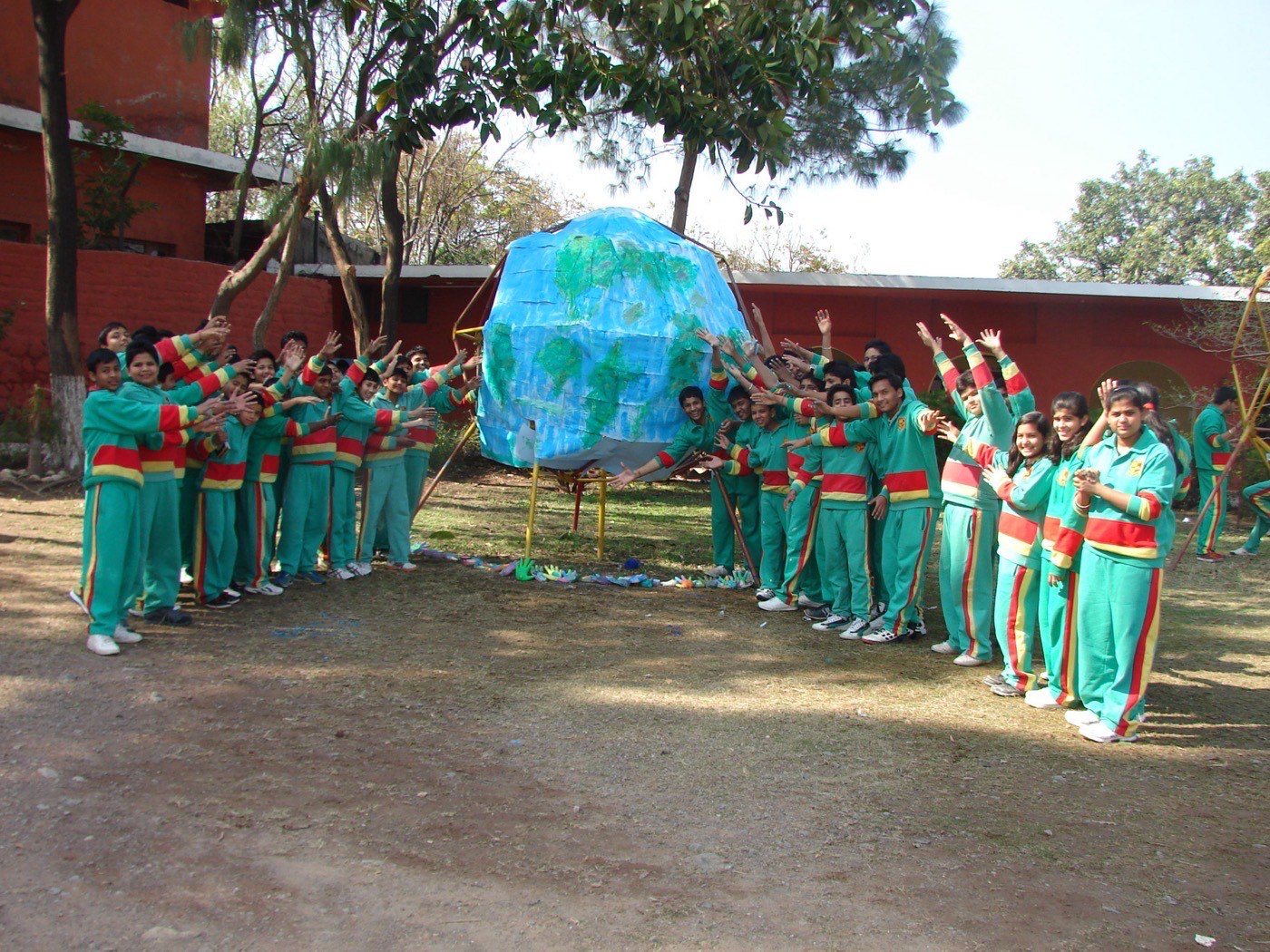 Students taking part in a school celebration on campus